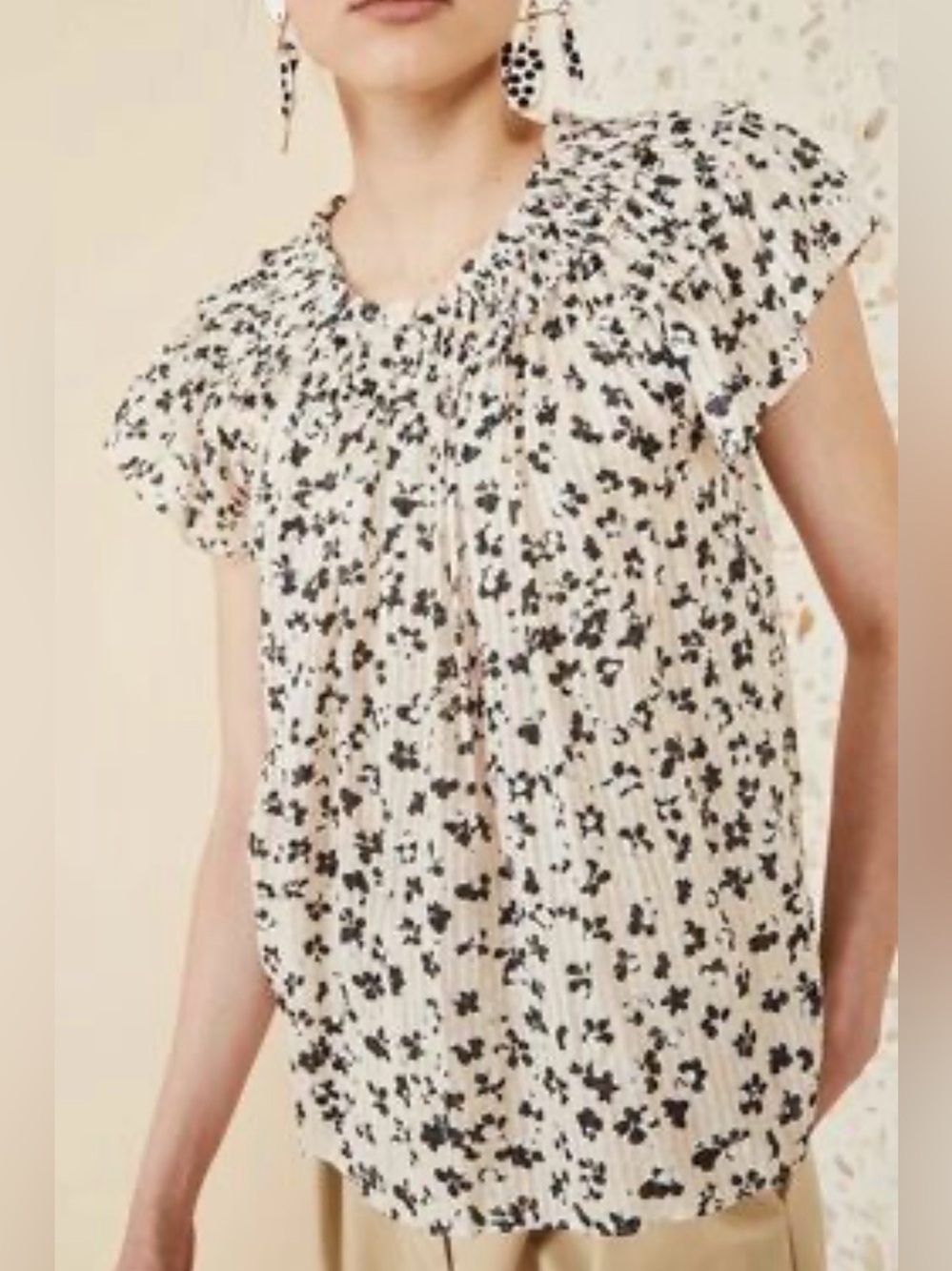 Ulla Johnson Blush Floral Cotton Silk Boho Blouse Size Small